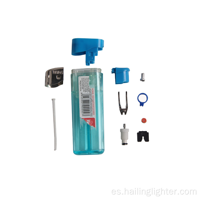 Piezas de encendedor piezoeléctrico de butano de plástico transparente